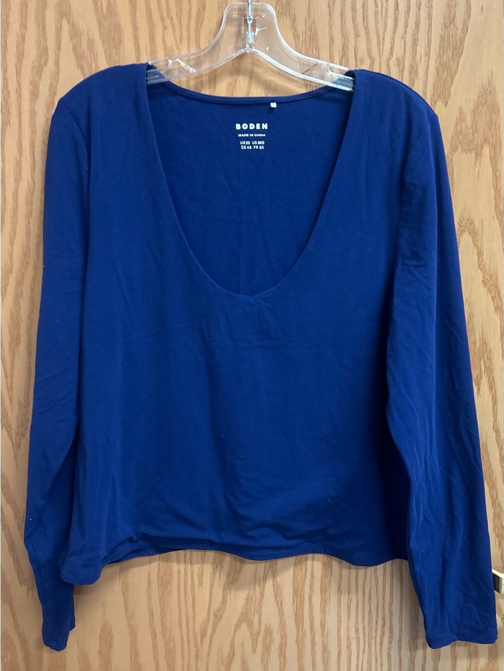 Boden Royal Blue Scoop Neck Long Sleeve Top